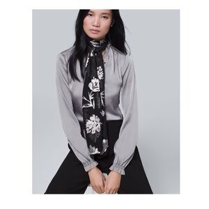 WHITE House Black Market Silk-Blend Floral-Burnout Oblong Scarf NWOT